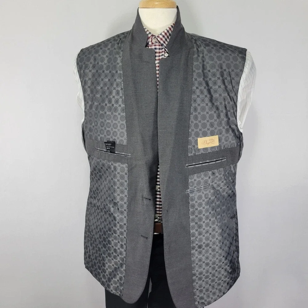 Haggar Men's Sport Coat Blazer Two‎ Button Charcoal Gray Polyester Blend 46R